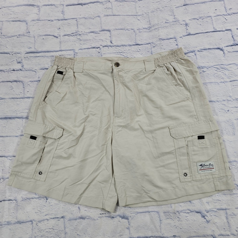 Bimini Bay Outfitters Cargo Shorts Mens 44 Khaki Tan Nylon Performance Utility